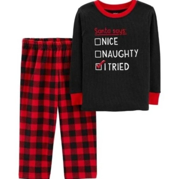 Boys 4 Pc Christmas Pajamas 24 months Carters 2 pc Long Sleeve Shirt & Pants Set - Picture 5 of 7